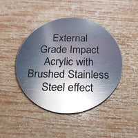 Exterior Grade Metal effect engraved acrylic laminate sign 250mm x 200mm