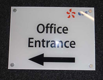 Acrylic sign with stand-off fixings by SK Signs and Labels
