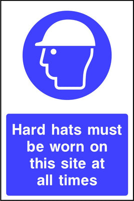 Hard hats must be worn on this site at all times sign