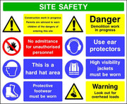 Site safety demolition in progress multi message sign
