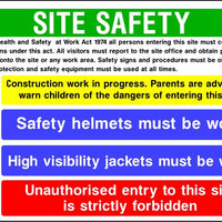 Site safety construction work in progress multi message sign