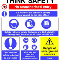 Think safety multi message site sign