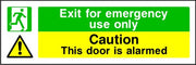 Exit For Emergency Use Only Caution This Door Is Alarmed Sign