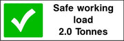 Safe working load 2.0 Tonnes sign