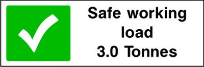 Safe working load 3.0 Tonnes sign