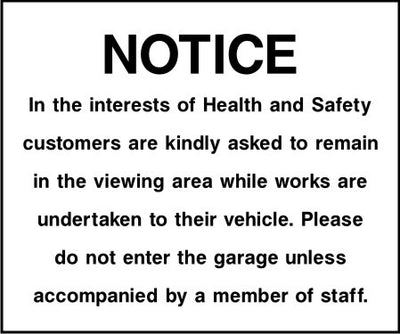 Viewing area safety notice sign