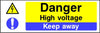 Danger High voltage Keep away sign