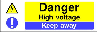 Danger High voltage Keep away sign