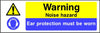 Warning Noise hazard Ear protection must be worn sign