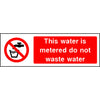 This water is metered do not waste water sign