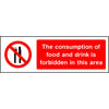 The consumption of food and drink is forbidden in this area sign