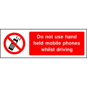 Do not use hand held mobile phones whilst driving sign