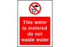 This water is metered do not waste water sign