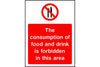 The consumption of food and drink is forbidden in this area sign