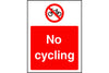 No cycling park safety sign