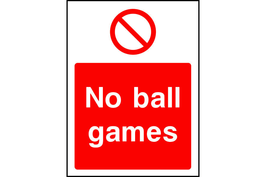 No ball games sign car park signs 15mm rigid plastic 300mm x 200mm a4 bigamart
