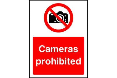 Cameras prohibited safety sign