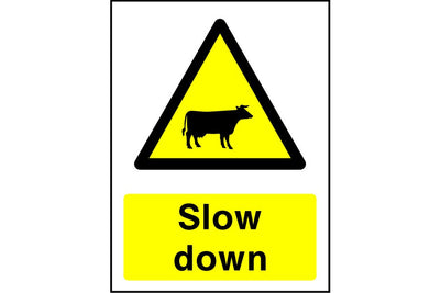 Cattle Slow Down sign