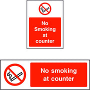 No smoking at counter safety sign