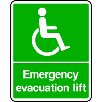 Disabled emergency evacuation lift sign