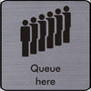 Engraved Queue here symbol sign