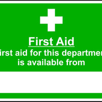 Departmental first aid availability safety sign