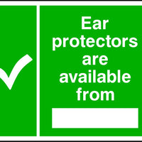 Ear protectors available from safety sign