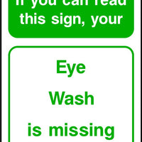 Eye wash is missing safety sign
