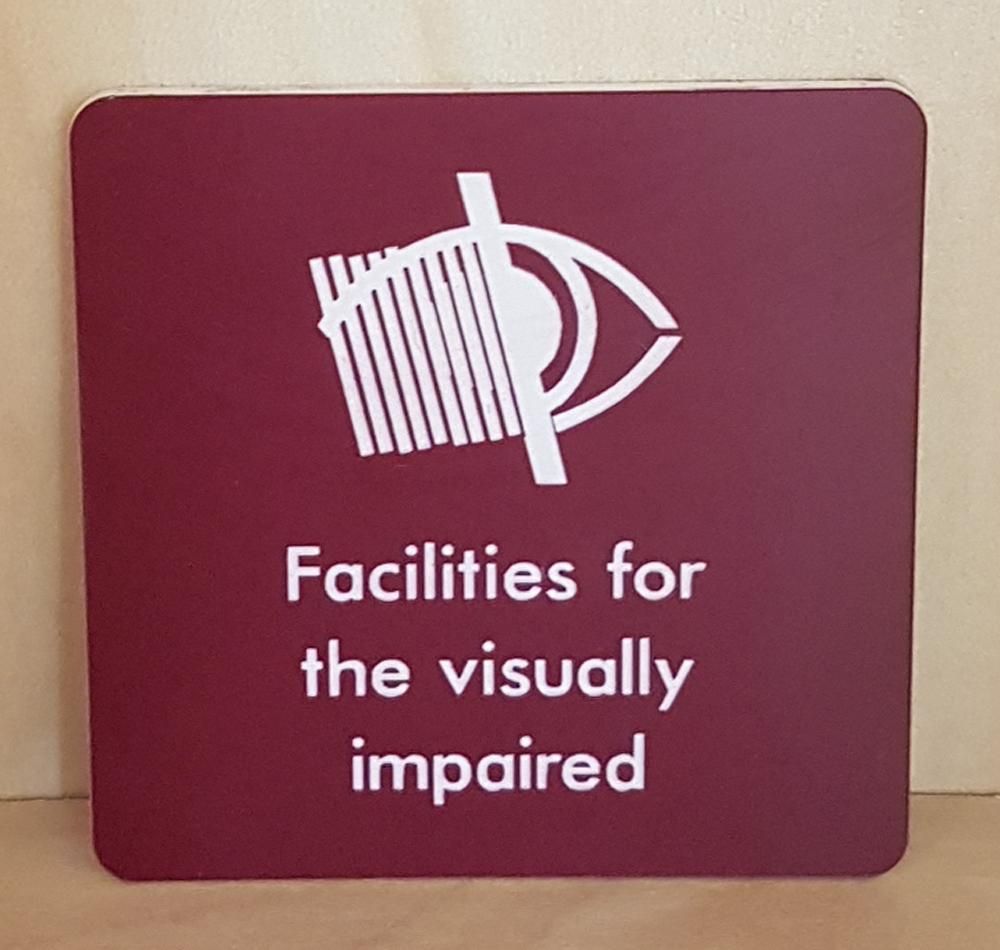 Engraved Facilities for the visually impaired symbol sign