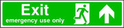 Exit Emergency Use Only Arrow Up Sign