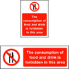 The consumption of food and drink is forbidden in this area sign