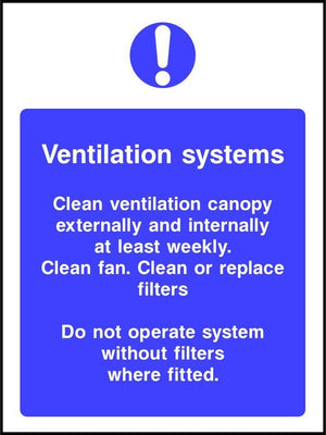 Ventilation system cleaning safety sign