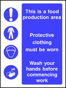 Food production area personal hygiene safety sign