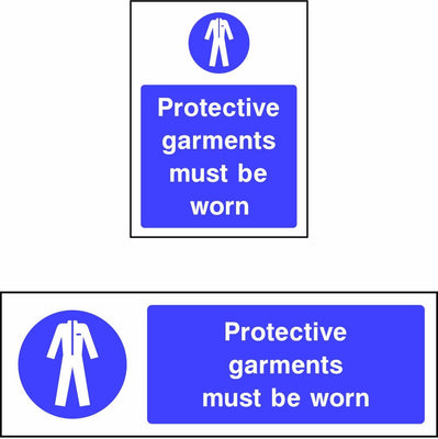 Protective garments must be worn safety sign