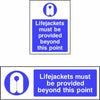 Lifejackets must be provided beyond this point safety sign