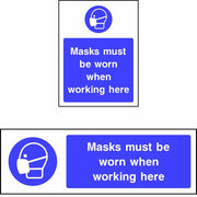 Mask must be worn when working here safety sign