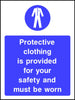 Protective clothing is provided for your safety and must be worn sign