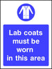 Lab coats must be worn in this area safety sign