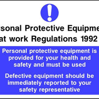 PPE Regs PPE provided for your safety defective equipment should be reported sign