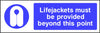 Lifejackets must be provided beyond this point safety sign