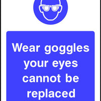 Wear Goggles Your Eyes Cannot Be Replaced safety sign
