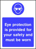 Eye protection is provided for your safety and must be worn safety sign