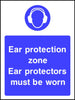 Ear protection zone Ear protectors must be worn safety sign