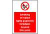Smoking or naked lights positively forbidden beyond this point sign
