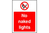 No naked lights safety sign