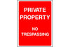 Private Property No Trespassing sign