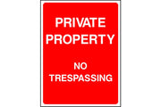 Private Property No Trespassing sign