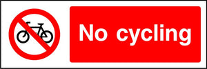 No cycling park safety sign
