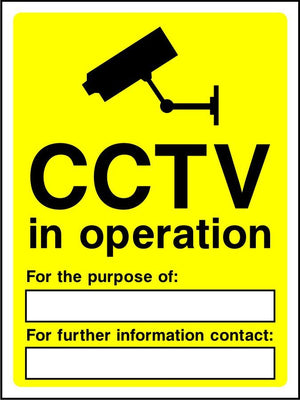 CCTV in operation with contact details sign