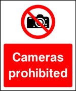 Cameras prohibited security sign